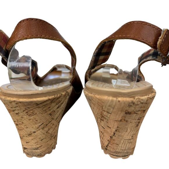 Crocs A-Leigh Leather Brown Cork Wedge Slingback Open Toe Sandals Shoes sz 7 - Picture 11 of 16